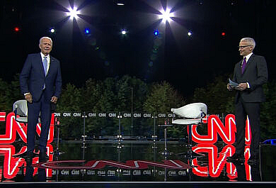 Joe Biden and Anderson Cooper at Joe Biden Drive-In Town Hall